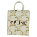 CELINE Macadam Canvas Micro Vertical Cover Bag Charm PVC Weiß Gold Auth 175660M-13