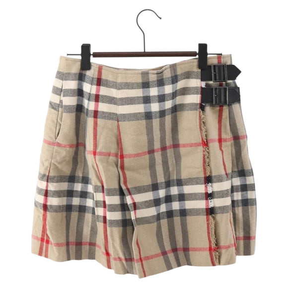BURBERRY Nova Check Skirt cotton Beige Auth 175668A