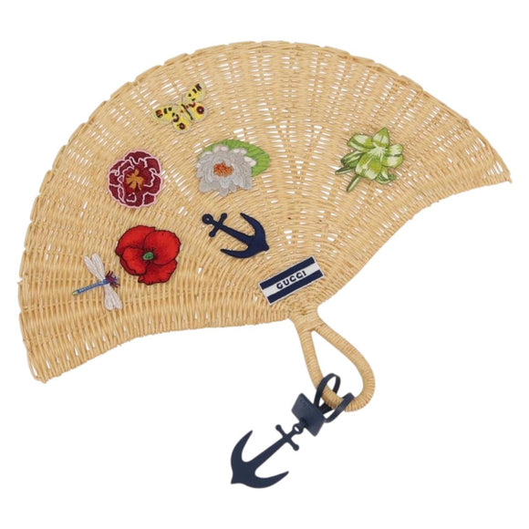 GUCCI Japanese Fan Rattan Beige Auth 175669A