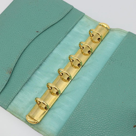 CHANEL COCO Mark Day Planner Cover Caviar Skin Green Gold CC Auth 175670A