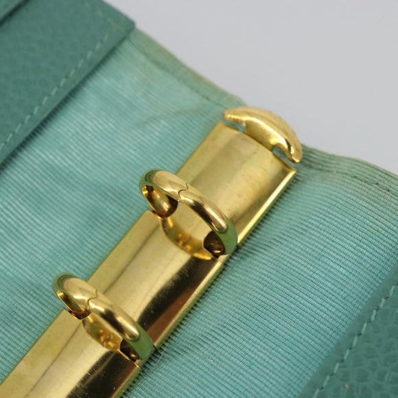 CHANEL COCO Mark Day Planner Cover Caviar Skin Green Gold CC Auth 175670A