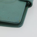 CHANEL COCO Mark Day Planner Cover Caviar Skin Green Gold CC Auth 175670A-7