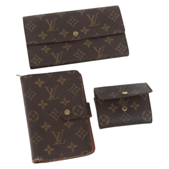 LOUIS VUITTON Monogram Day Planner Cover 3 Set LV Auth 175671