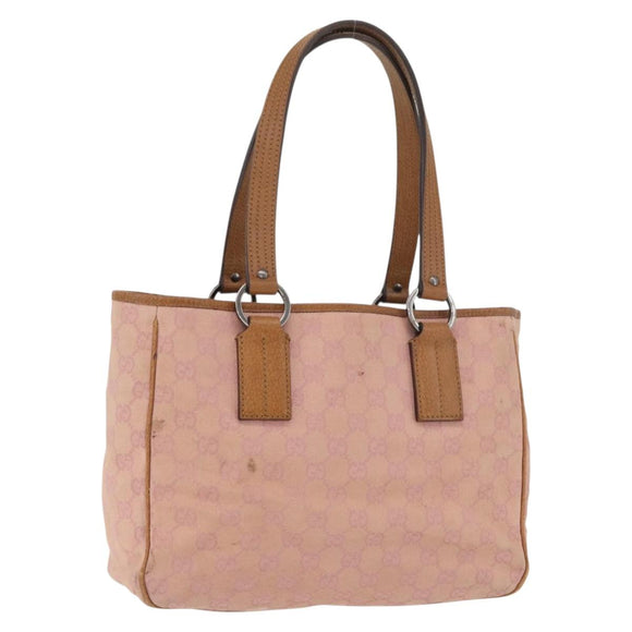GUCCI GG Canvas Hand Bag Pink Silver 113019 Auth 175690