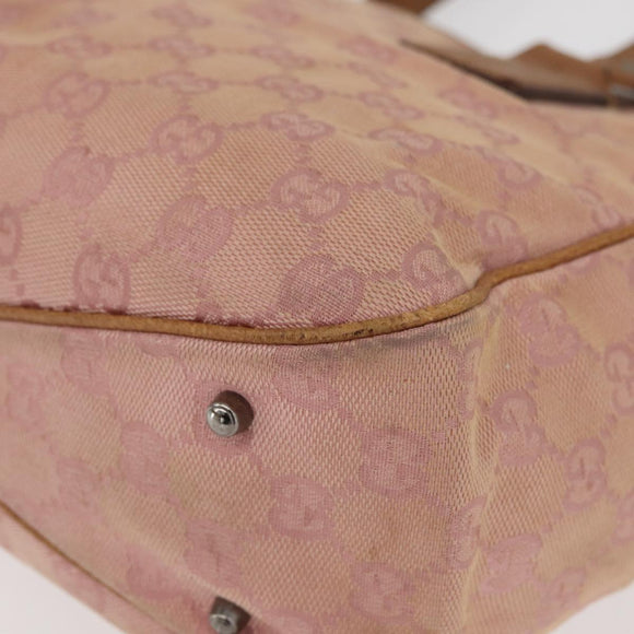 GUCCI GG Canvas Hand Bag Pink Silver 113019 Auth 175690
