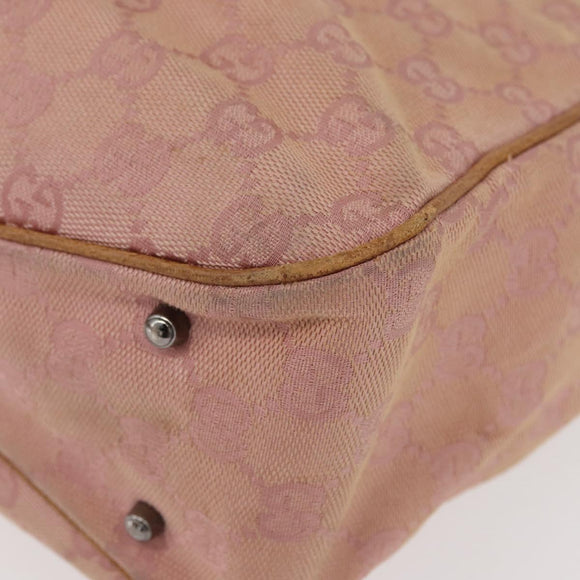 GUCCI GG Canvas Hand Bag Pink Silver 113019 Auth 175690
