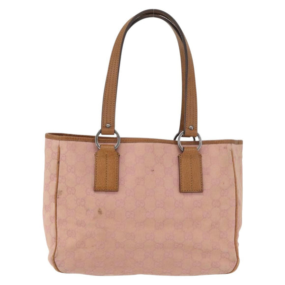 GUCCI GG Canvas Hand Bag Pink Silver 113019 Auth 175690