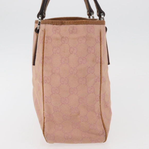 GUCCI GG Canvas Hand Bag Pink Silver 113019 Auth 175690
