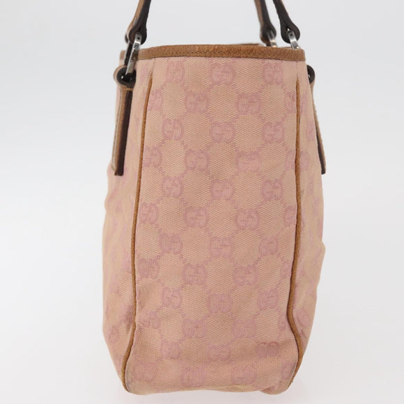 GUCCI GG Canvas Hand Bag Pink Silver 113019 Auth 175690