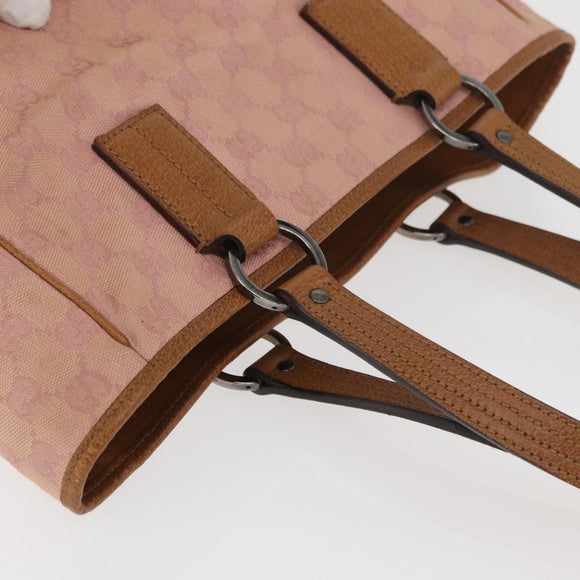 GUCCI GG Canvas Hand Bag Pink Silver 113019 Auth 175690