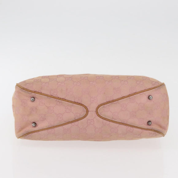 GUCCI GG Canvas Hand Bag Pink Silver 113019 Auth 175690