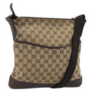 GUCCI GG Canvas Shoulder Bag Beige Silver 145857 Auth 175691-1