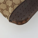 GUCCI GG Canvas Shoulder Bag Beige Silver 145857 Auth 175691-11