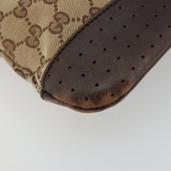 GUCCI GG Canvas Shoulder Bag Beige Silver 145857 Auth 175691