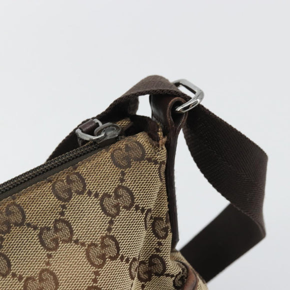 GUCCI GG Canvas Shoulder Bag Beige Silver 145857 Auth 175691