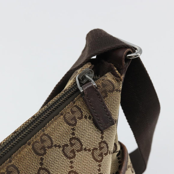 GUCCI GG Canvas Shoulder Bag Beige Silver 145857 Auth 175691