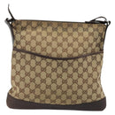GUCCI GG Canvas Shoulder Bag Beige Silver 145857 Auth 175691-2