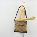 GUCCI GG Canvas Shoulder Bag Beige Silver 145857 Auth 175691-24