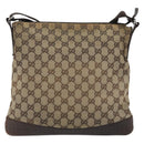 GUCCI GG Canvas Shoulder Bag Beige Silver 145857 Auth 175691-3