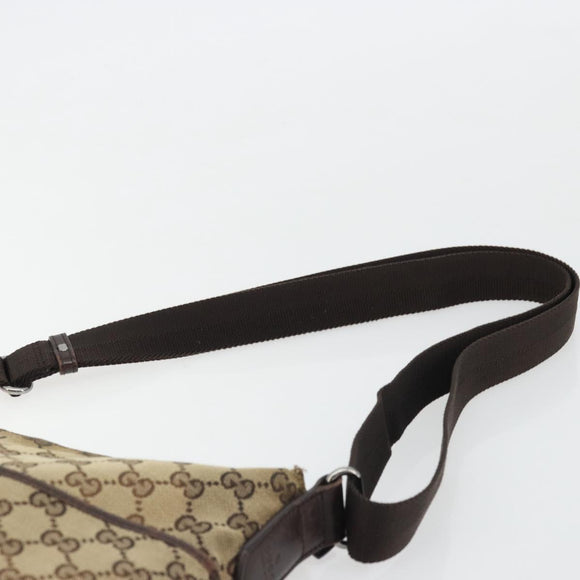 GUCCI GG Canvas Shoulder Bag Beige Silver 145857 Auth 175691