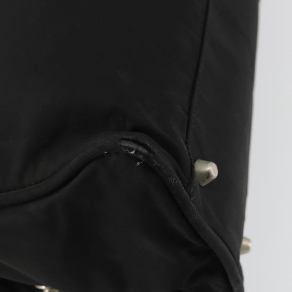 PRADA Hand Bag Nylon Black Silver Auth 175692