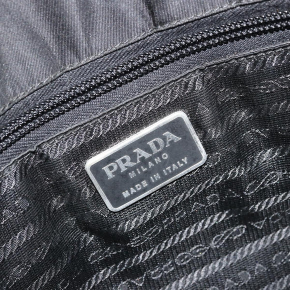 PRADA Hand Bag Nylon Black Silver Auth 175692