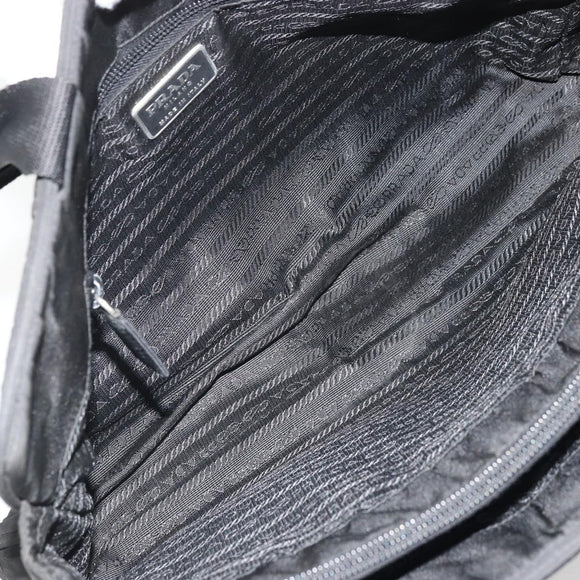 PRADA Hand Bag Nylon Black Silver Auth 175692