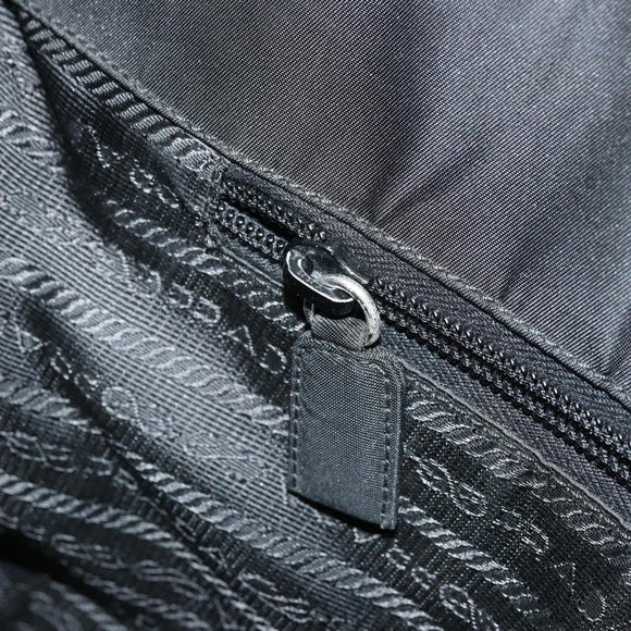 PRADA Hand Bag Nylon Black Silver Auth 175692