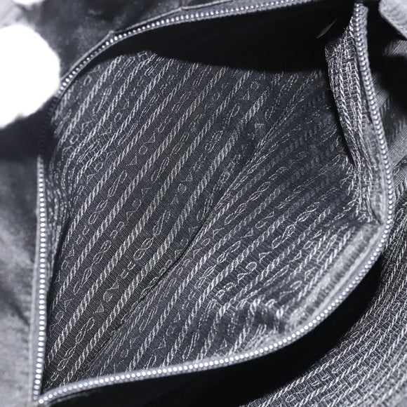 PRADA Hand Bag Nylon Black Silver Auth 175692