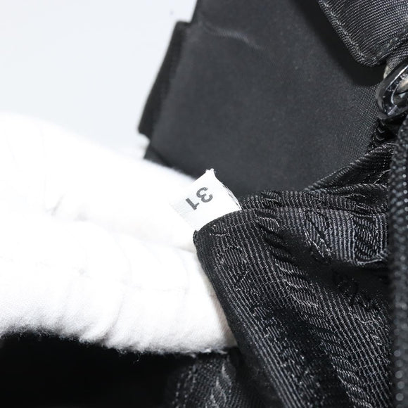 PRADA Hand Bag Nylon Black Silver Auth 175692