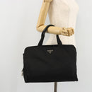 PRADA Hand Bag Nylon Black Silver Auth 175692-24