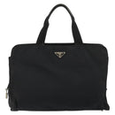 PRADA Hand Bag Nylon Black Silver Auth 175692-13