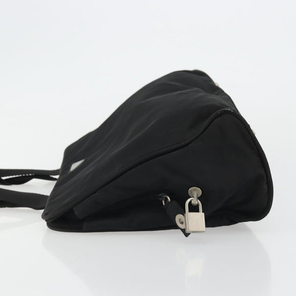 PRADA Hand Bag Nylon Black Silver Auth 175692