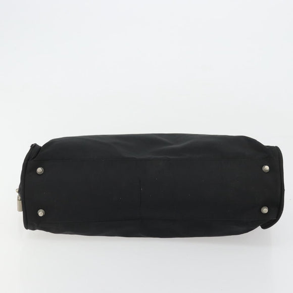PRADA Hand Bag Nylon Black Silver Auth 175692