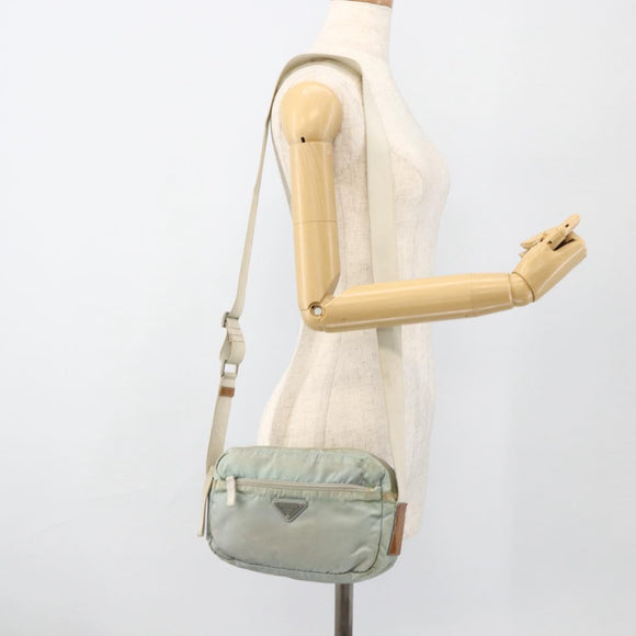 PRADA Shoulder Bag Nylon Light Blue Silver Auth 175693