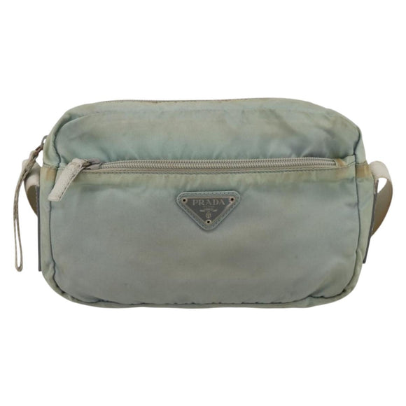 PRADA Shoulder Bag Nylon Light Blue Silver Auth 175693