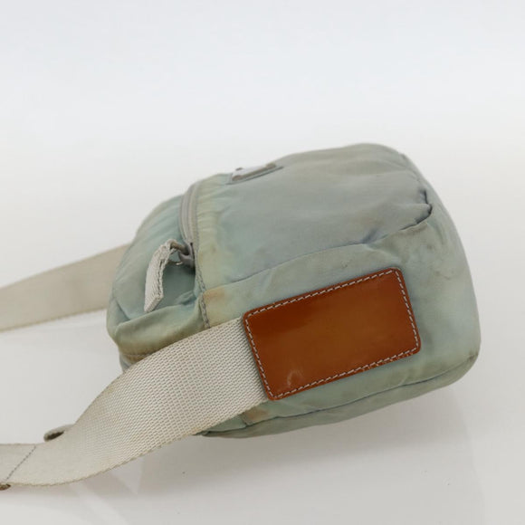 PRADA Shoulder Bag Nylon Light Blue Silver Auth 175693