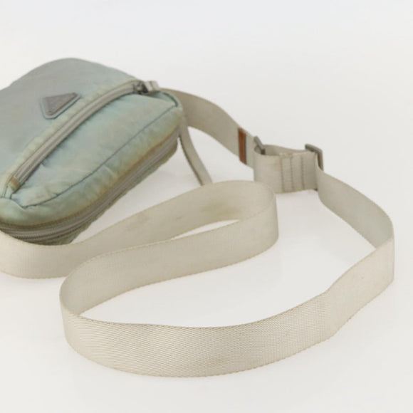 PRADA Shoulder Bag Nylon Light Blue Silver Auth 175693