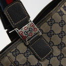 GUCCI GG Canvas Sherry Line Hand Bag Red Navy 145810 Auth 175695-10