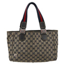 GUCCI GG Canvas Sherry Line Hand Bag Red Navy 145810 Auth 175695-13