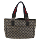 GUCCI GG Canvas Sherry Line Hand Bag Red Navy 145810 Auth 175695-2