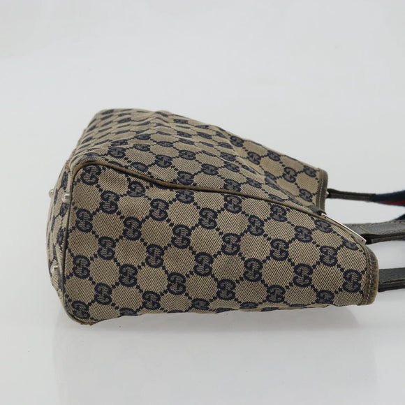 GUCCI GG Canvas Sherry Line Hand Bag Red Navy 145810 Auth 175695