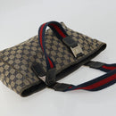 GUCCI GG Canvas Sherry Line Hand Bag Red Navy 145810 Auth 175695-6