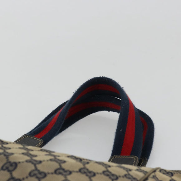 GUCCI GG Canvas Sherry Line Hand Bag Red Navy 145810 Auth 175695