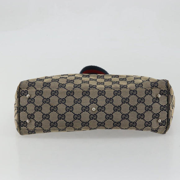 GUCCI GG Canvas Sherry Line Hand Bag Red Navy 145810 Auth 175695