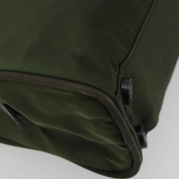 PRADA Tote Bag Nylon Green Silver Auth 175696