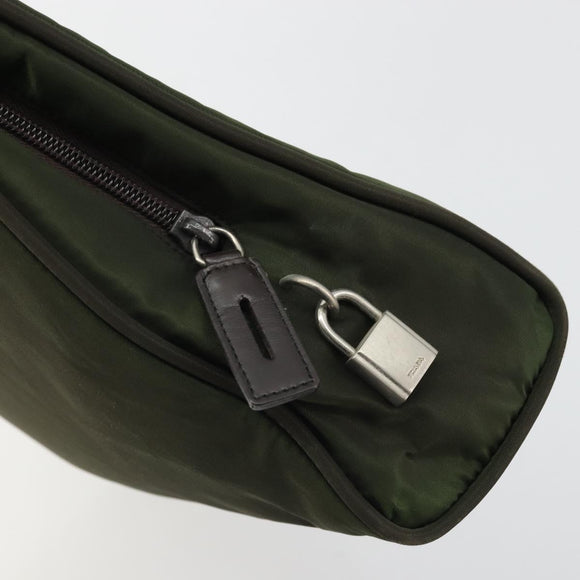 PRADA Tote Bag Nylon Green Silver Auth 175696