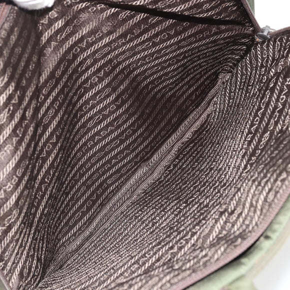 PRADA Tote Bag Nylon Green Silver Auth 175696