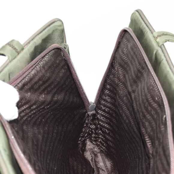 PRADA Tote Bag Nylon Green Silver Auth 175696