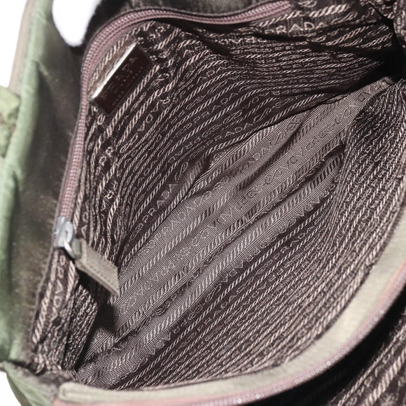 PRADA Tote Bag Nylon Green Silver Auth 175696